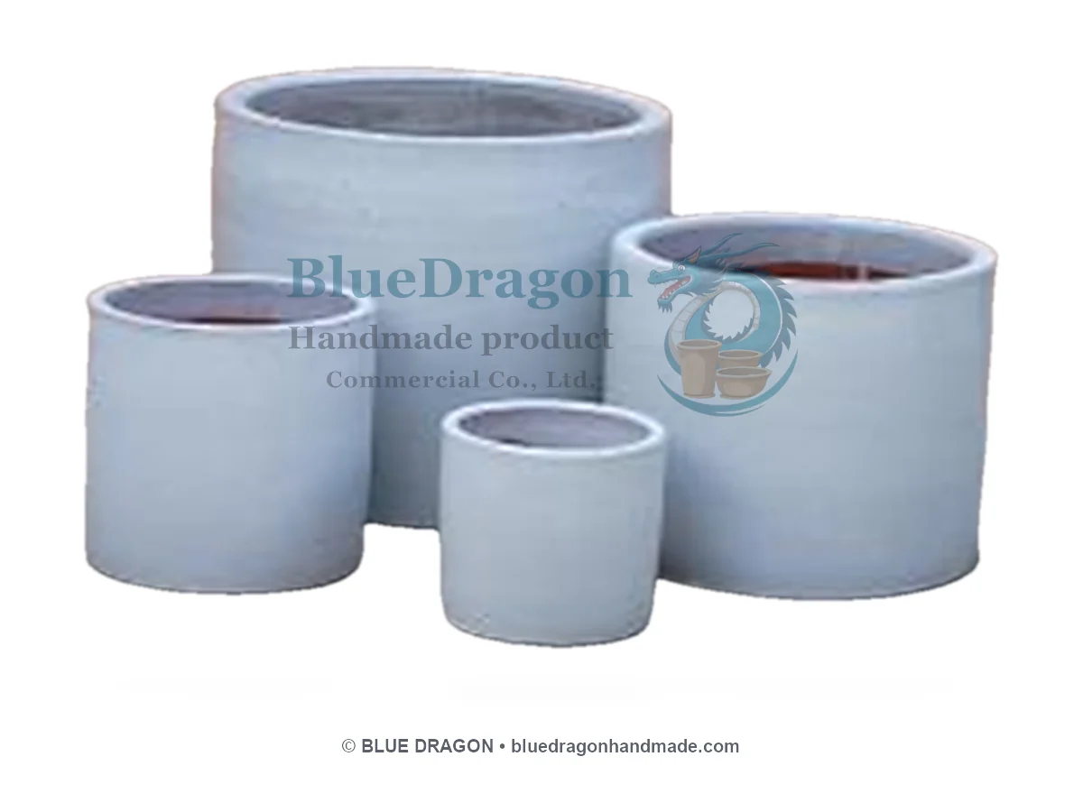 Glazed Planters Mix Pallet 03 - Straight Cylinders 4-Piece Nesting - Handcrafted Vietnamese Pottery
