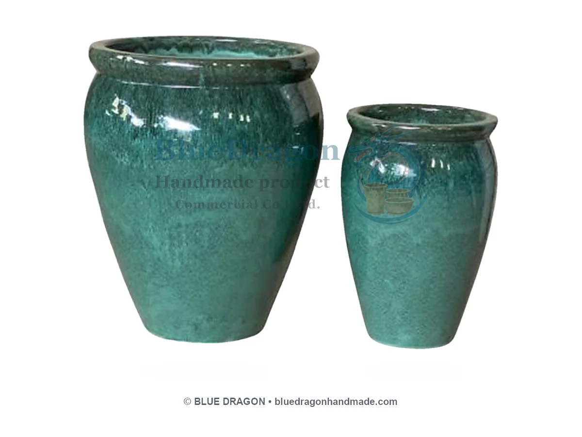 Glazed Planters Mix Pallet 05 - Classic Tapered Jars Vibrant Glaze - Handcrafted Vietnamese Pottery