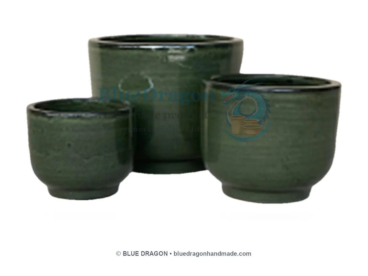 Glazed Planters Mix Pallet 08 - Tapered Round Bowls Green & Blue Hues