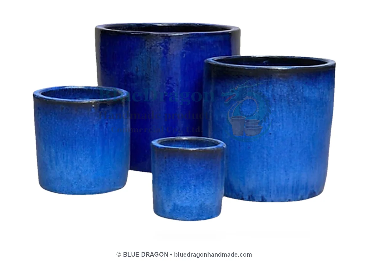 Glazed Planters Mix Pallet 16 - Modern Square Column Planters 4-Piece - Handcrafted Vietnamese Pottery