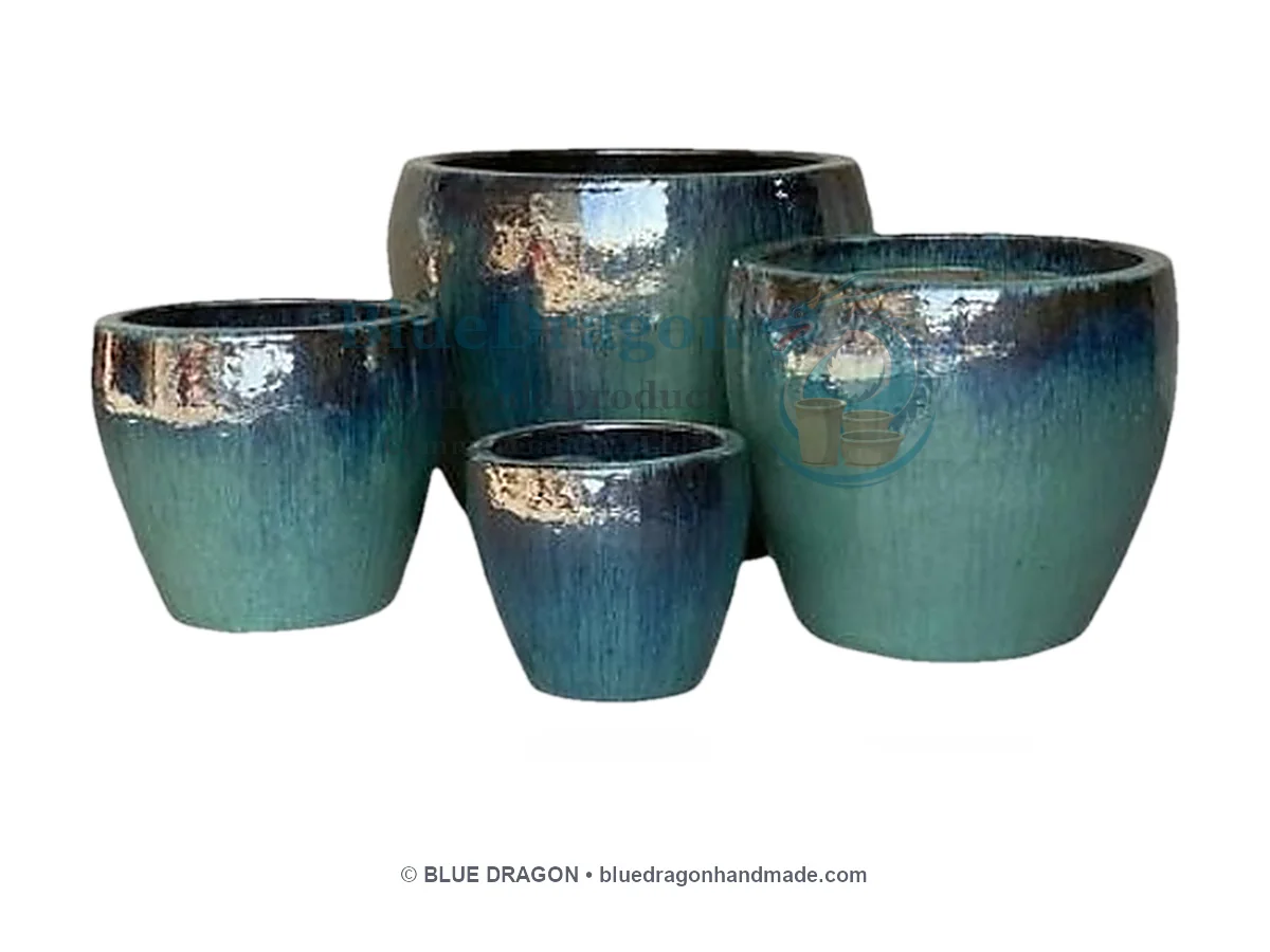 Glazed Planters Mix Pallet 23 - Straight Tall Cylinder Nesting Set - Handcrafted Vietnamese Pottery